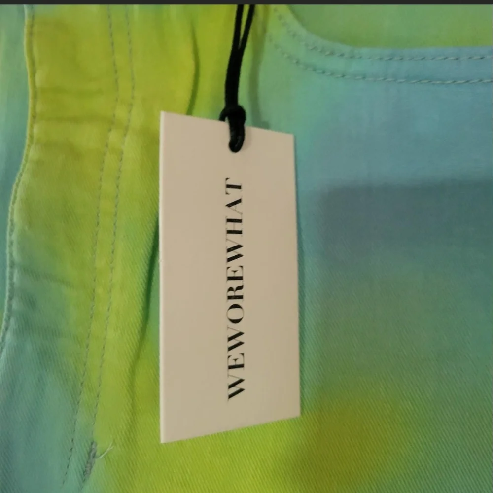 WEWOREWHAT  Blue & Green Tie Dye Women's Cut Off Denim Shorts Size 27/28